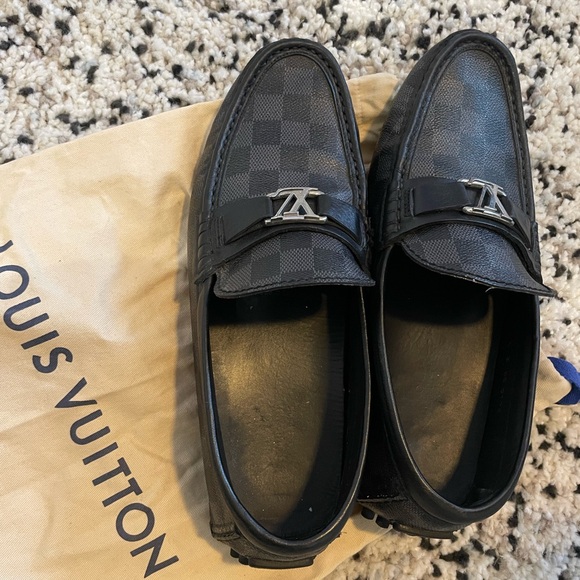 Louis Vuitton Mens Hockenheim Moccasin 8 UK/9 US Graphite Damier - Picture 1 of 6